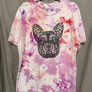 Frenchie Tie Dye T-shirt - custom printed and hand dyed